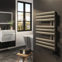 GRADE A1 - Brass Electric Towel Radiator 0.6kW with Wifi Thermostat - H650xW450mm - IPX4 Bathroom Safe