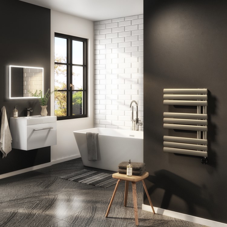 GRADE A1 - Brass Electric Towel Radiator 0.6kW with Wifi Thermostat - H650xW450mm - IPX4 Bathroom Safe