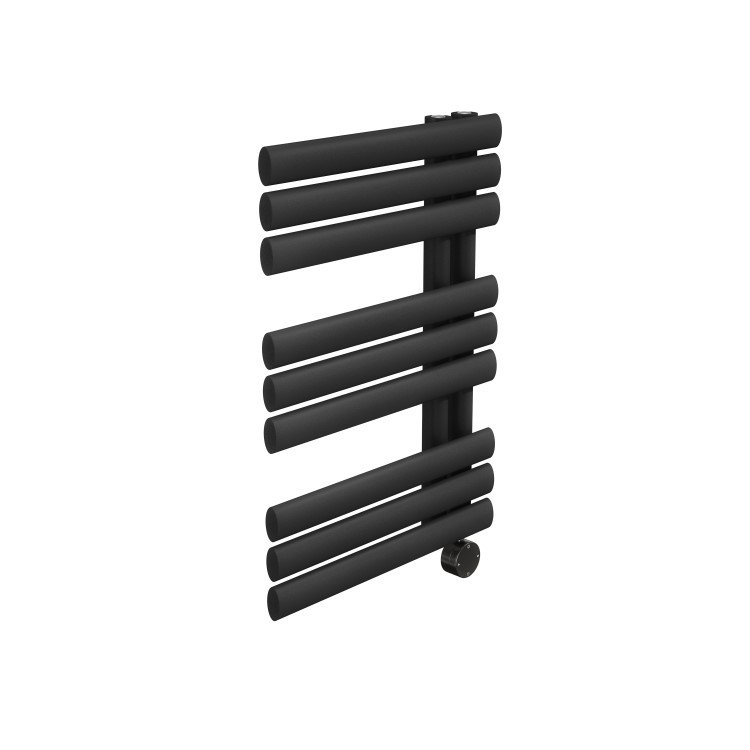Midnight Black Smart Electric Towel Radiator with Wi-Fi Thermostat - 600W - H650xW450mm - Bathroom Safe
