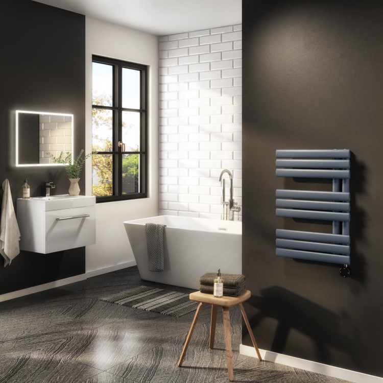 GRADE A1 - Anthracite Electric Towel Radiator 0.6kW with Wifi Thermostat - H650xW450mm - IPX4 Bathroom Safe