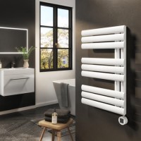 GRADE A1 - White Electric Towel Radiator 0.6kW with Wifi Thermostat - H650xW450mm - IPX4 Bathroom Safe