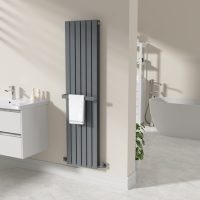 Anthracite Designer Wall-Mounted Towel Holder for Steel & Electric Radiators - 420mm