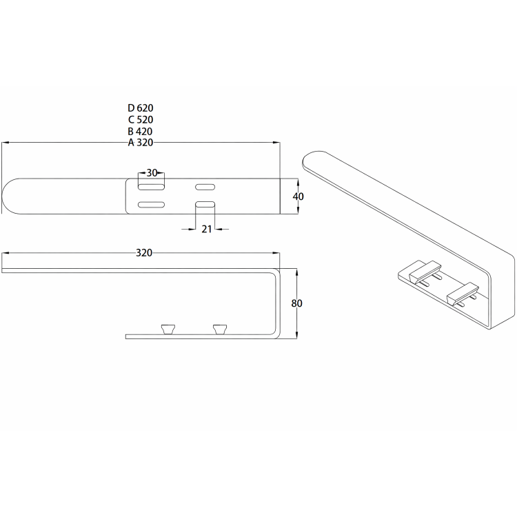 White Designer Wall-Mounted Towel Holder for Steel & Electric Radiators - 320mm