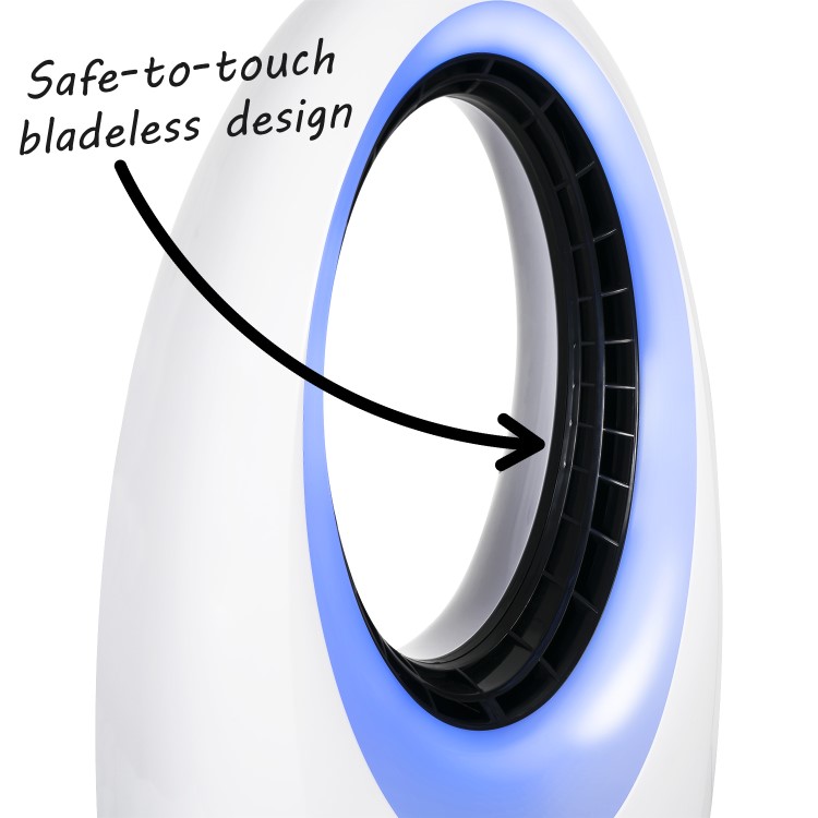 GRADE A1 - electriQ eiQ-AM07 Quiet 24 inch Bladeless Tower Fan with Mood Light