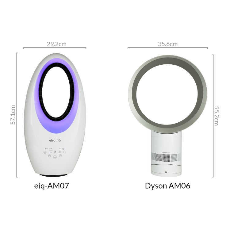 Refurbished electriQ eiQ-AM07 Quiet 24 inch Bladeless Tower Fan with Mood Light