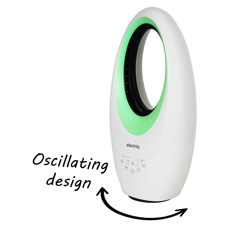 GRADE A1 - electriQ eiQ-AM07 Quiet 24 inch Bladeless Tower Fan with Mood Light
