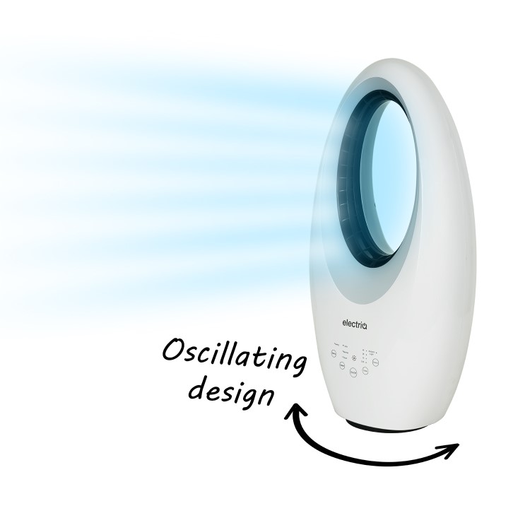 GRADE A1 - electriQ eiQ-AM07 Quiet 24 inch Bladeless Tower Fan with Mood Light