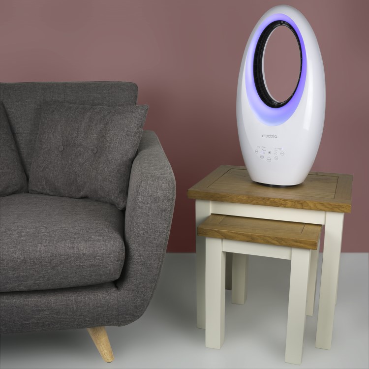 Refurbished electriQ eiQ-AM07 Quiet 24 inch Bladeless Tower Fan with Mood Light