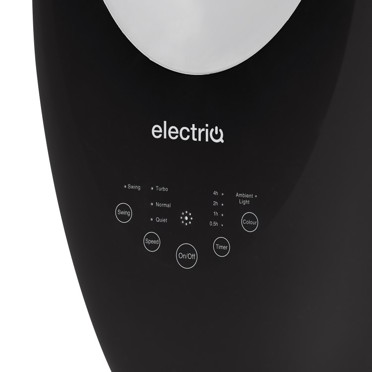GRADE A1 - electriQ eiQ-AM07B 24 inch Bladeless Quiet Tower Fan with Mood Light - Black