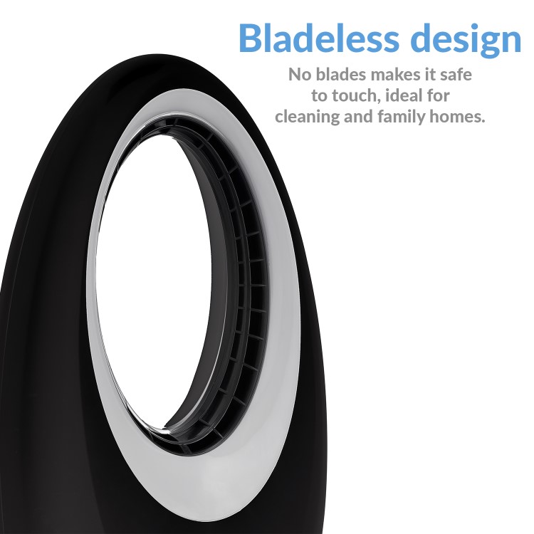 GRADE A1 - electriQ eiQ-AM07B 24 inch Bladeless Quiet Tower Fan with Mood Light - Black