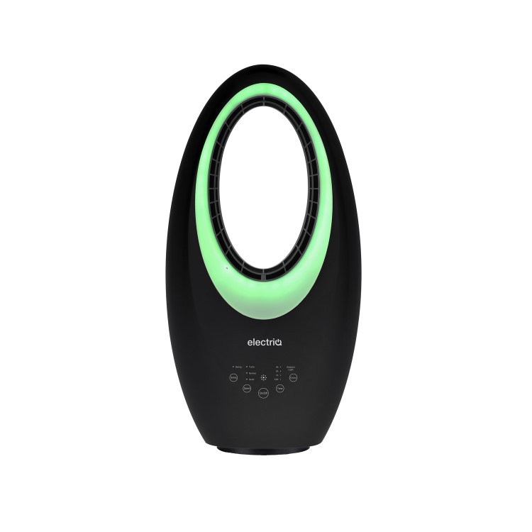 GRADE A1 - electriQ eiQ-AM07B 24 inch Bladeless Quiet Tower Fan with Mood Light - Black