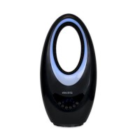 electriQ Black Bladeless Heater Fan 2kW with Optional Mood Light