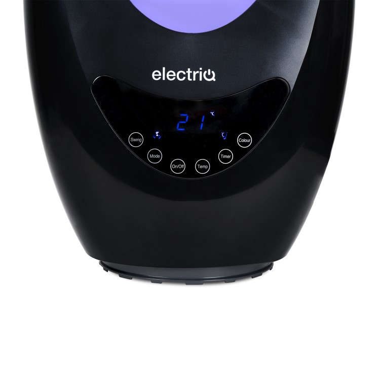 electriQ Black Bladeless Heater Fan 2kW with Optional Mood Light