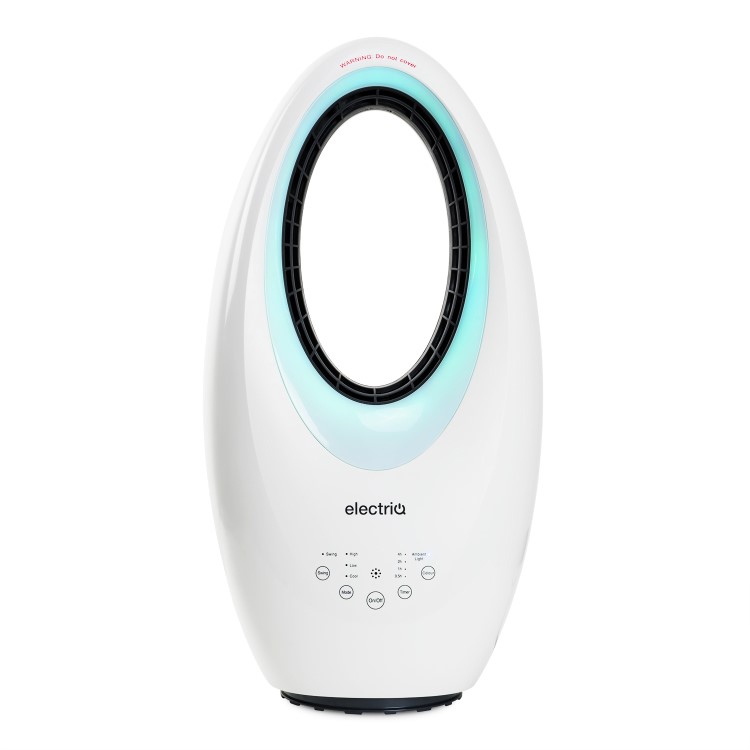 GRADE A1 - electriQ SmartApp Bladeless Fan Cooling and Heating 2kW with Optional Mood Light