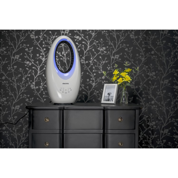 GRADE A1 - electriQ SmartApp Bladeless Fan Cooling and Heating 2kW with Optional Mood Light