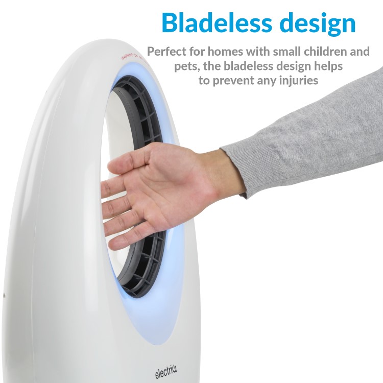 GRADE A1 - electriQ SmartApp Bladeless Fan Cooling and Heating 2kW with Optional Mood Light