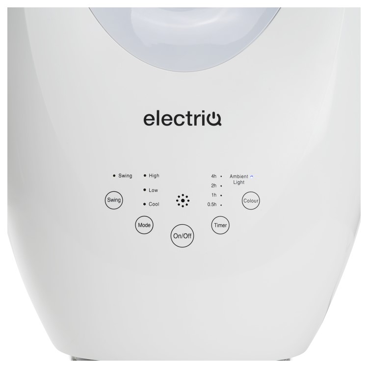GRADE A1 - electriQ SmartApp Bladeless Fan Cooling and Heating 2kW with Optional Mood Light