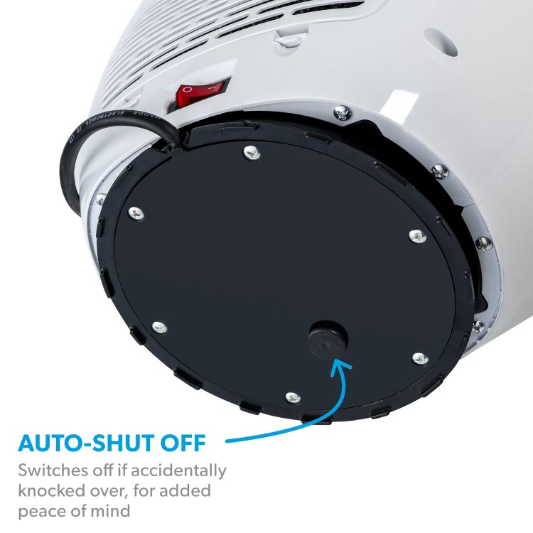 electriQ 24 Inch Smart Quiet Bladeless Tower Fan and Heater with Mood Light - White