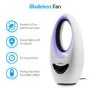 electriQ 24 Inch Bladeless Tower Fan with Mood Light - Black