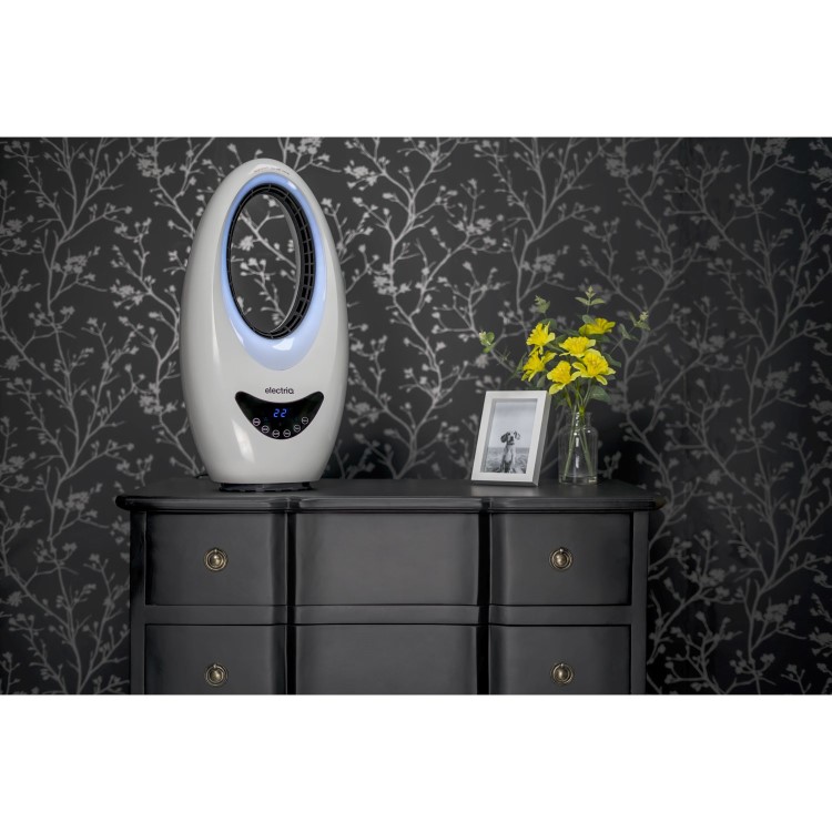 electriQ 24 Inch Bladeless Tower Fan with Mood Light - Black