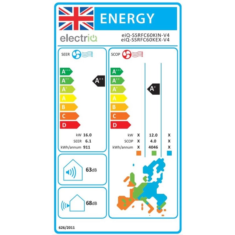 Refurbished electriQ 60000 BTU Ceiling Cassette Air Conditioner with Heating Function