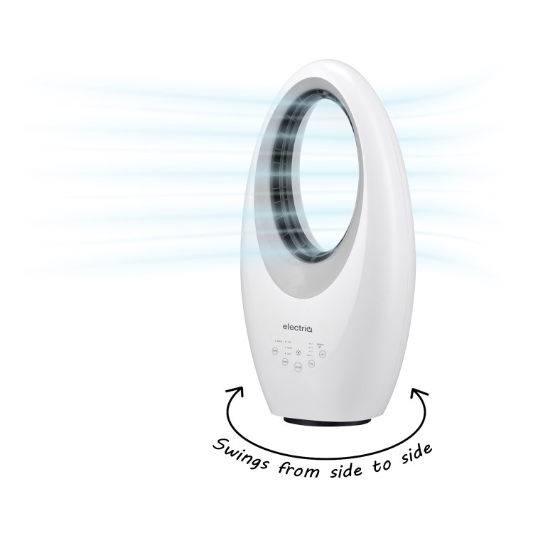 GRADE A1 - electriQ eiQ-AM07 Quiet 24 inch Bladeless Tower Fan with Mood Light