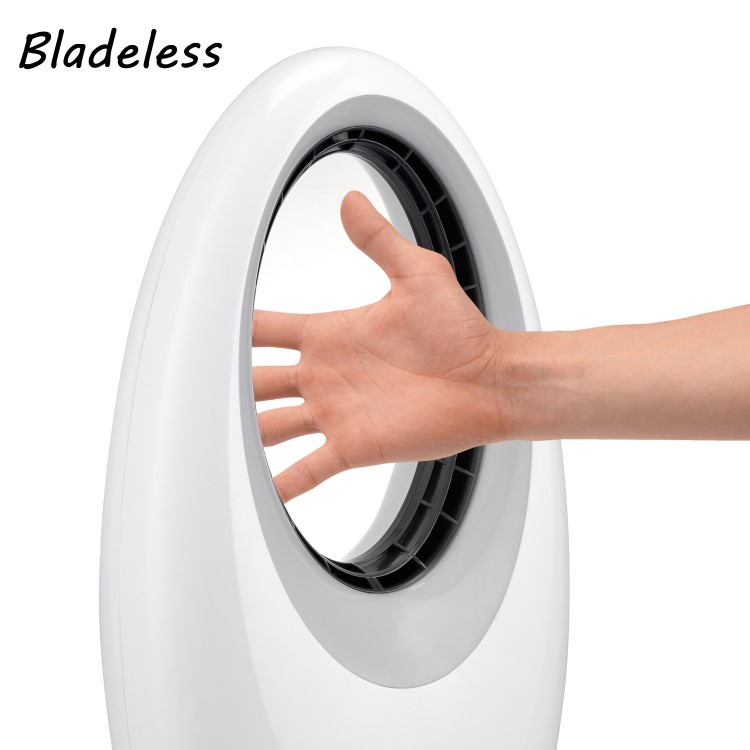 GRADE A1 - electriQ eiQ-AM07 Quiet 24 inch Bladeless Tower Fan with Mood Light
