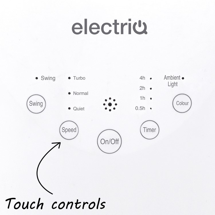 GRADE A1 - electriQ eiQ-AM07 Quiet 24 inch Bladeless Tower Fan with Mood Light