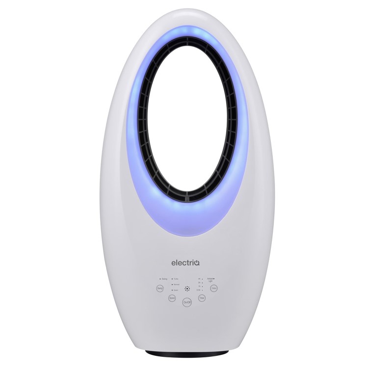 GRADE A1 - electriQ eiQ-AM07 Quiet 24 inch Bladeless Tower Fan with Mood Light