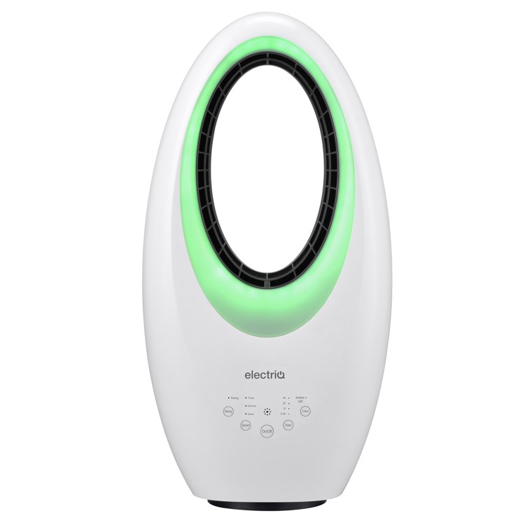 GRADE A1 - electriQ eiQ-AM07 Quiet 24 inch Bladeless Tower Fan with Mood Light