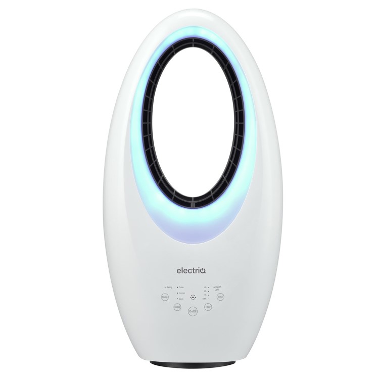 GRADE A1 - electriQ eiQ-AM07 Quiet 24 inch Bladeless Tower Fan with Mood Light