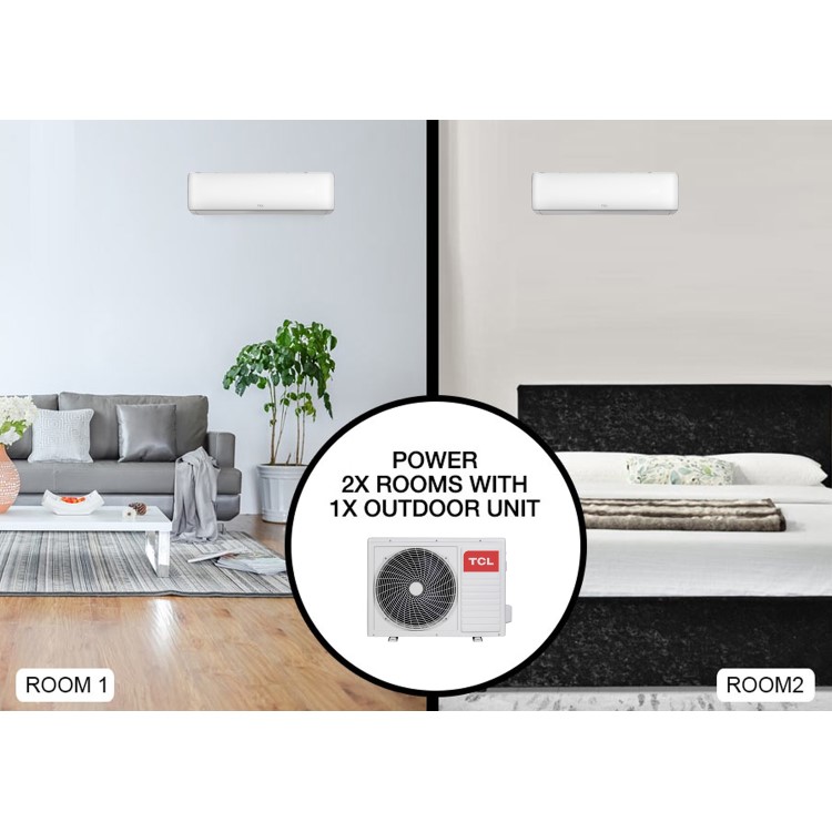 GRADE A2 - Multi-split SmartApp WIFI Inverter Wall Air Conditioner with two 12000 BTU indoor units to a single outdoor 