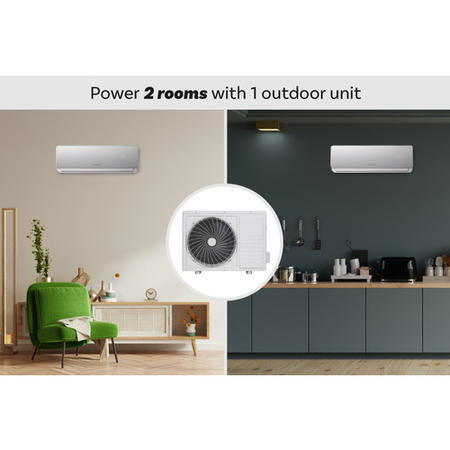 electriQ iQool Multi-Split 2 x 12000 BTU Smart Wall Mounted Air Conditioner with Heat Pump - Pipe Kits Included