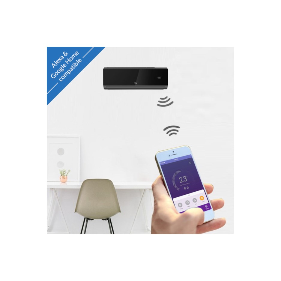 Buy electriQ Black MultiSplit 2x 9000 BTU WiFi Smart A++ Wall Air