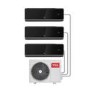 Refurbished electriQ Black Multi-Split 3x 9000 BTU Heating & Cooling Wall Air Conditioner System A++ with WiFi Smart