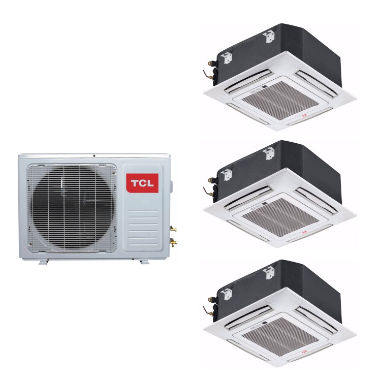 Refurbished TCL 3-Way 3x 9000 BTU 8kW WiFi Smart A++ Ceiling Cassette Air Conditioner with Single Outdoor Unit