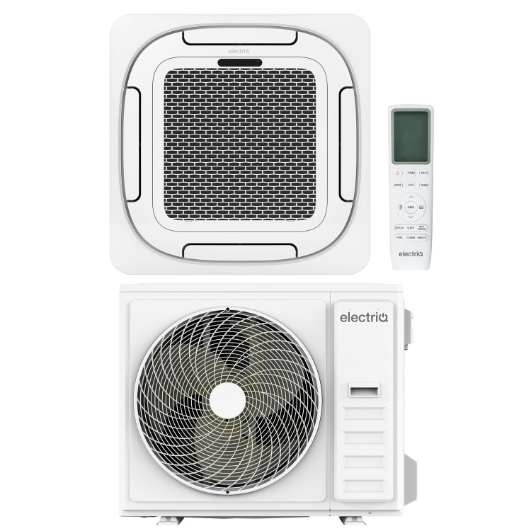 electriQ iQool-SRC48HP 48000 BTU Smart A++ Single Split Ceiling Cassette Air Conditioner with Heat Pump - 5m Pipe Kit Included 3 Phase