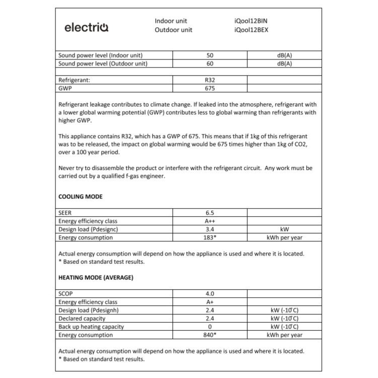 electriQ Black 12000 BTU WiFi Smart A++ DC Inverter Wall Split Air Conditioner with 5m Pipe Kit