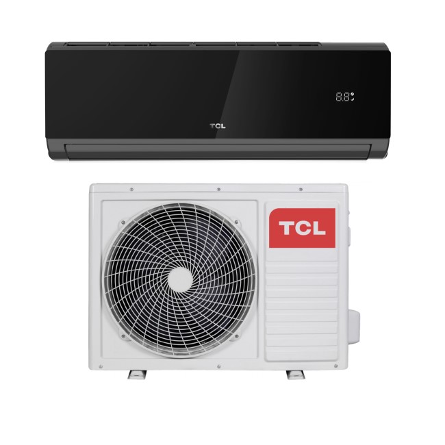 GRADE A1 - TCL 24000 BTU Black WIFI Smart A++ easy-fit DC Inverter Wall Split Air Conditioner with 5 meters pipe kit 