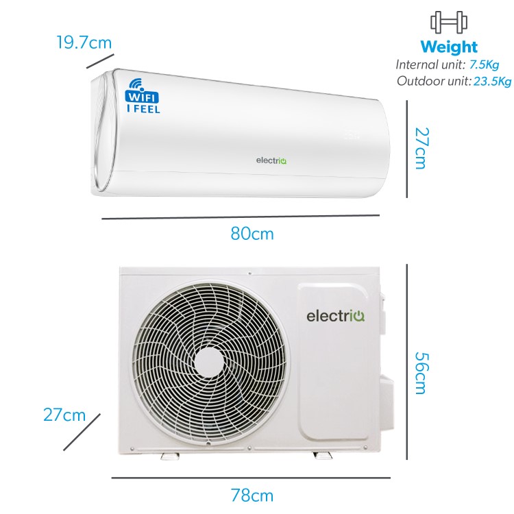 Refurbished Grade A1 IQool Plus 9000 BTU Smart A+++ Wall Split Air Conditioner with Heat Pump - 5-Metre Pipe Kit Included
